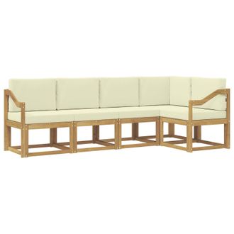 vidaXL Conjunto De Sof&aacute;s De Exterior Con Coj&iacute;n 5 Pcs Blanco Y Crema Vidaxl