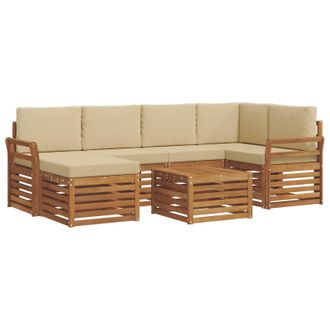 vidaXL Conjunto De Sof&aacute; Seccional Con Coj&iacute;n 7 Pcs Natural Y Beige Vidaxl