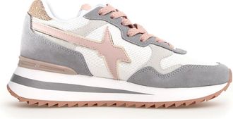W6YZ Grijze Technische Sneaker met Su&egrave;de - Dames - Sneakers - Grijs - 36 EU - Su&egrave;de - Schoenen