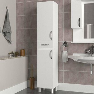 Dmora Dmora - Armario De Columna Arkab, Mueble Alto Para Ba&ntilde;o O Cocina, Armario Alto Multifuncional, Gabinete Multiusos, 35x31 H179 Cm, Blanco