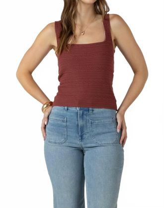 Dex Clothing Square Neck Textured Tank In Burnt Sienna