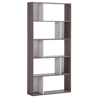 Beliani Beliani - Librer&iacute;a Madera Oscura Y Blanco 174 X 83 Cm Estantes Grandes Y Peque&ntilde;os Escandinavos Orilla