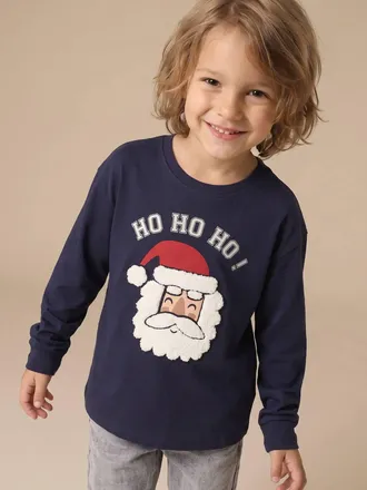 Vertbaudet Jungen Langarmshirt Weihnachten marine