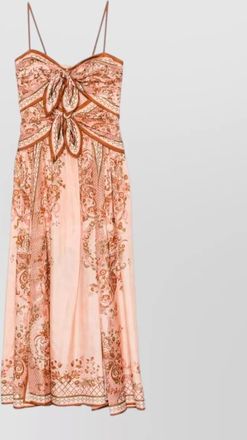Zimmermann silk printed sweetheart neck sleeveless midi dress
