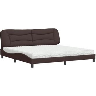 vidaXL Vidaxl - Cama Con Colch&oacute;n Tela Marr&oacute;n Oscuro 200x200 Cm
