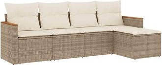 vidaXL Vidaxl - Juego De Sof&aacute;s Jard&iacute;n Con Cojines 5 Pzas Rat&aacute;n Sint&eacute;tico Beige