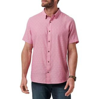 Travis Mathew Early Check In Cotton Button-Up Shirt in Heather Rose Wine at Nordstrom Rack, Size Xx-Large