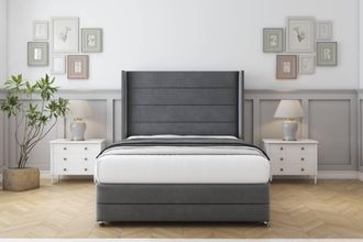 Comfort Beds Milano Coniston Divan Base No Drawers - 54 Wingback-Footboard in Dark Grey | Size: Single