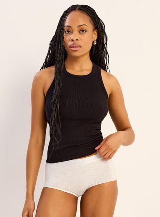 Miiyu Womens Ribbed crew-neck Cami Top