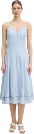 Karl Lagerfeld Cut-out Borduurjurk - Dames - Casual kleedjes - Blauw - M - Katoen - Kleedjes