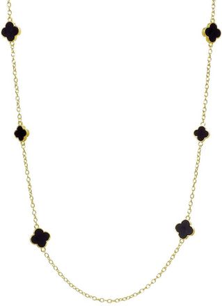 Adornia Adornia Plated 36In Black Flower Station Necklace