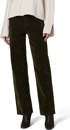 Joe's The Margot Flocked High Waist Straight Leg Jeans in Olive at Nordstrom, Size 28