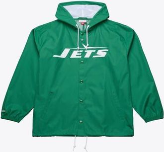 Mitchell & Ness Mens Mitchell & Ness Green New York Jets Coaches Full-Snap Hooded Windbreaker Jacket at Nordstrom, Size Xxx-Large
