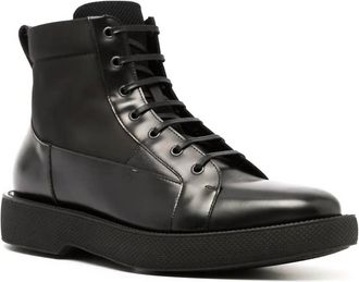 Ferragamo Mens Paul Lace-Up Biker Boots In Black