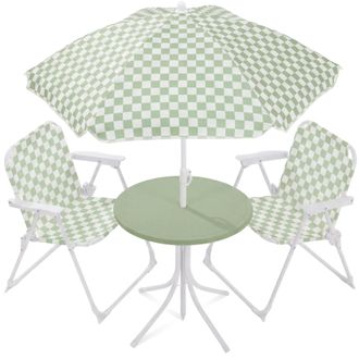 Best Choice Products Kids Outdoor Table and Chair Set with Umbrella, 3-Piece Foldable Toddler Picnic Set Ages 2-5