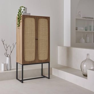 Sweeek 165cm Sideboard With Wood & Cane Effect in Light Brown