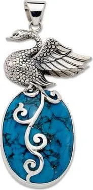 Samuel B. Sterling Silver and Seraphinite Swan Pendant in Turquoise at Nordstrom Rack
