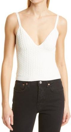 Alice & Olivia Kenna Cable Crop Cotton Sweater Tank in Soft White at Nordstrom Rack, Size X-Large