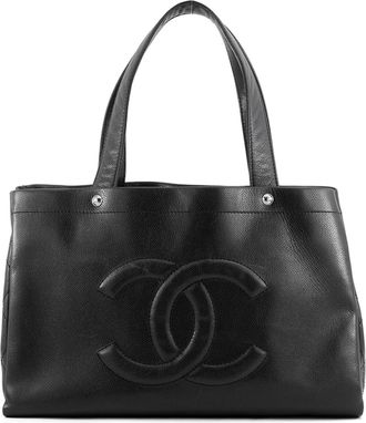 Chanel Black Grained Calfskin Handbag Pouch Tote Bag (Pre-Owned)