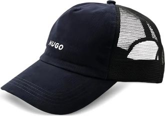 HUGO BOSS Marsel truckerpet met mesh vlak - Blauw