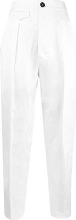 Dsquared2 High-Waisted Rechte Broek - Dames - Straight fit broeken - Wit - S - Katoen - Broeken