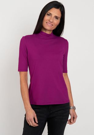 Seidel Moden Stehkragenshirt SEIDEL MODEN, Damen, Gr. 34, beere,58, Jersey, Obermaterial: 95% Viskose, 5% Elasthan, figurumspielend h&uuml;ftlang, Rundhals, abgesteppte