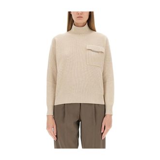 Brunello Cucinelli Maglione a collo alto in cashmere - - Knitwear - Donna - Beige - L