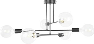 Beliani L&aacute;mpara De Techo De Metal Hierro Negro Sin Pantallas 33 Cm 6 Luces Moderno Industrial Sala De Estar Dormitorio Kidane