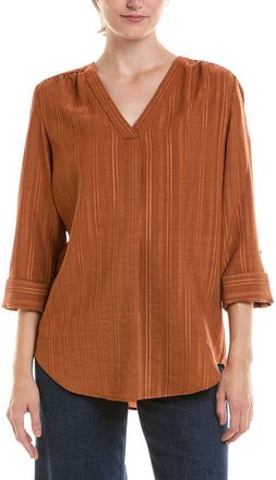 Jones New York Roll Tab Pleat Front Woven Top