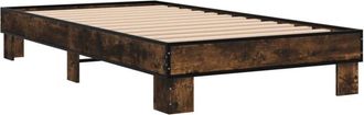 vidaXL Estructura cama madera ingeniería metal roble ahumado 90x190 cm Vidaxl