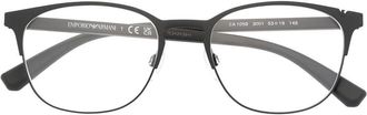Emporio Armani round-frame glasses - men - Acetate/Metal - 53 - Black