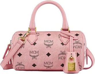MCM Mini Ella Boston Bag in Visetos in Soft Pink at Nordstrom