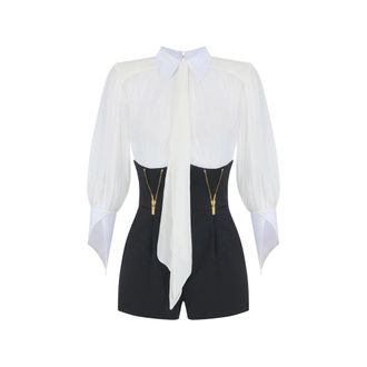 Elisabetta Franchi Romper Suit In Georgette And Technical Fabric