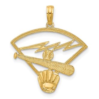 Diamond2Deal 14k Yellow Gold Baseball Diamond Pendant