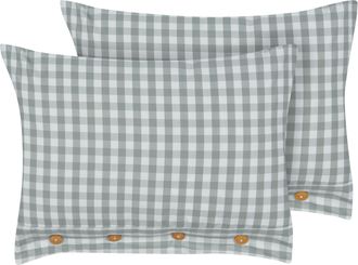 Beliani Beliani - Conjunto De 2 Cojines Decorativos Modernos Botones Estampado A Cuadros Verde Y Blanco 40 X 60 Cm Talya