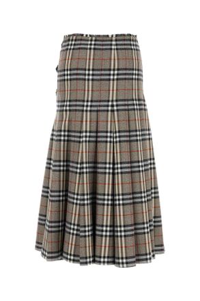 Burberry Womens Embroidered Wool Skirt Craterdkcharcoalc Exterior: Gonne
