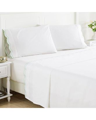 Melange Home M&eacute;lange Home 300 Thread Count Double Scalloped Embroidery Pillowcase Pair