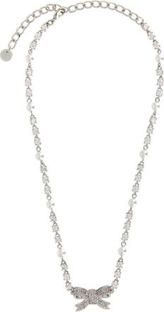 Self Portrait Accessoires, Dames, Grijs, ONE Size, Kristallen Strik Ketting
