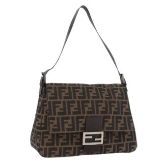 Fendi Pre-owned Shoulder Bags, female, Brown, Size: ONE SIZE Pre-owned Zucca Canvas Shoulder Bag