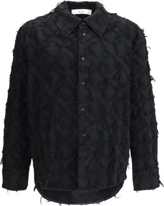 Séfr Overhemden, Heren, Zwart, M, Fringed Detail Shirt