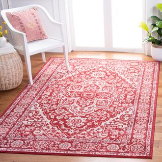 Safavieh Brentwood Machine Made Area Rug, Red / Ivory Traditional Style Easy Care
