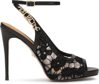 Kazar Sandalen met hak en vetersluiting - Dames - Sandalen met hakken - Zwart - 38 EU - Leer - Schoenen