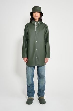 Stutterheim Stockholm Long Sleeve Hooded Raincoat in Green at Nordstrom, Size Xx-Large