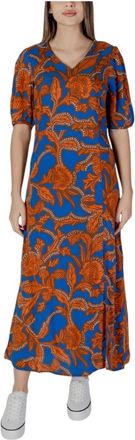 b.young Blauwe Bloemenprint Maxi Jurk - Dames - Maxi kleedjes - Veelkleurig - S - Kleedjes