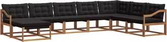 vidaXL Conjunto De Sof&aacute;s De Exterior 8 Uds. Natural Y Negro Vidaxl
