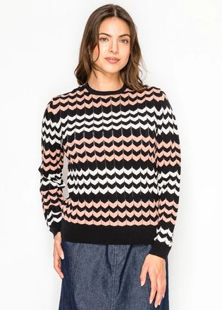 YAL New York Pink Chevron Knit Sweater