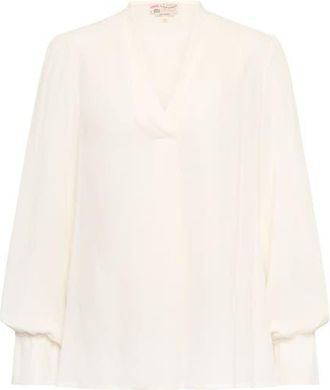 Maison Common V-Neck Blouse With Long Sleeves in Ecru at Nordstrom, Size 36