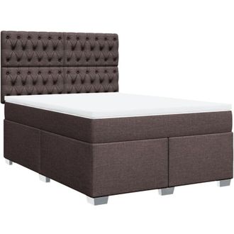 vidaXL Vidaxl - Cama Box Spring Con Colch&oacute;n Tela Marr&oacute;n Oscuro 140x200 Cm