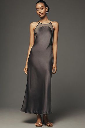 Maeve Mesh Satin Slip Dress