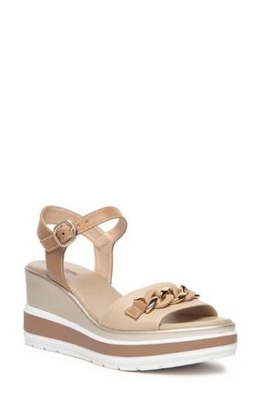 Nero Giardini Chain Ankle Strap Platform Wedge Sandal in Beige /Khaki at Nordstrom, Size 7Us